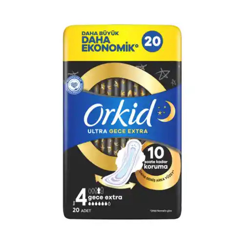 نوار بهداشتی ارکید الترا گجه اکسترا پلاس Orkid Ultra Gece Extra Plus سایز 4 بسته 20 عددی